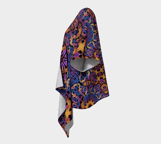 Blue Gold Celtic Kaleidoscope Draped Kimono