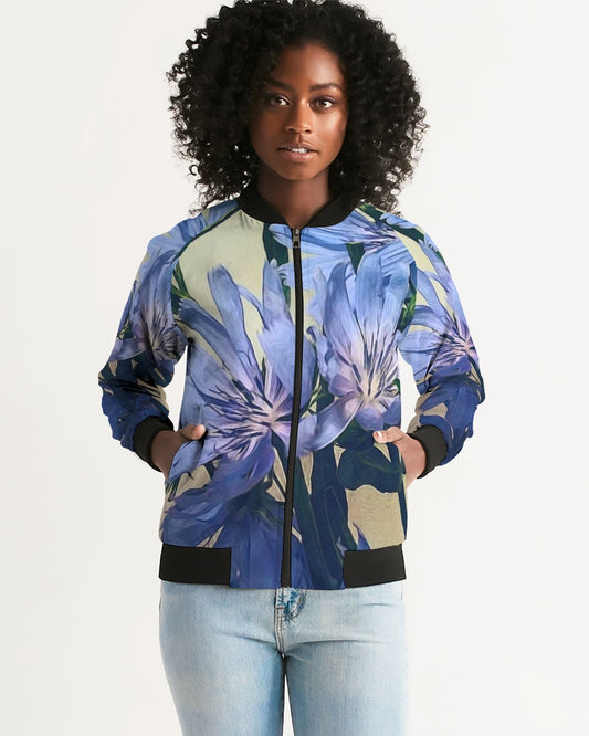 Blue Wildflowers Women's Bomber Jacket