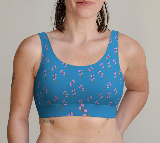 Pink Flower Branches Scoop Bralette