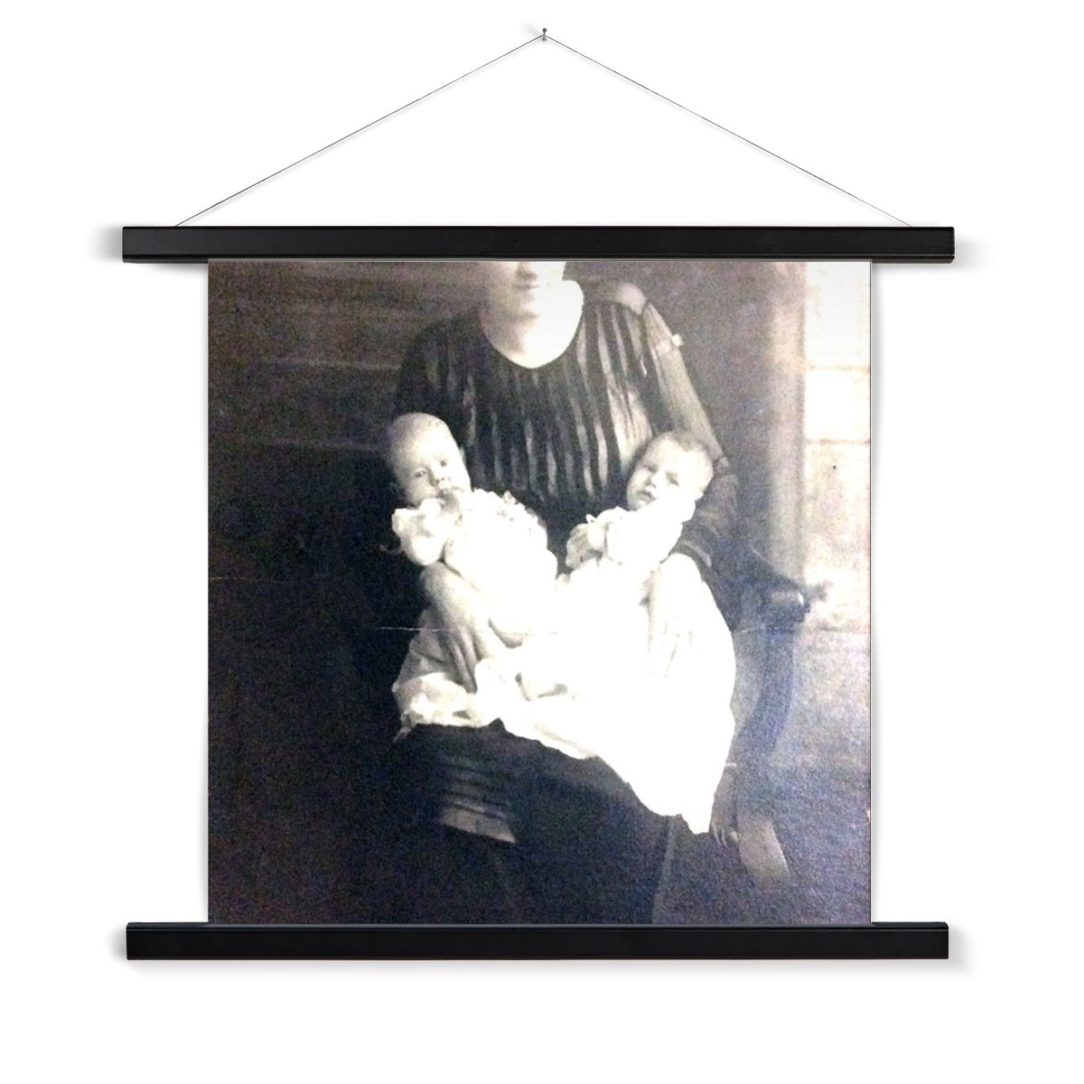 Early 1900s Mother and Twins Fine Art Print with Hanger