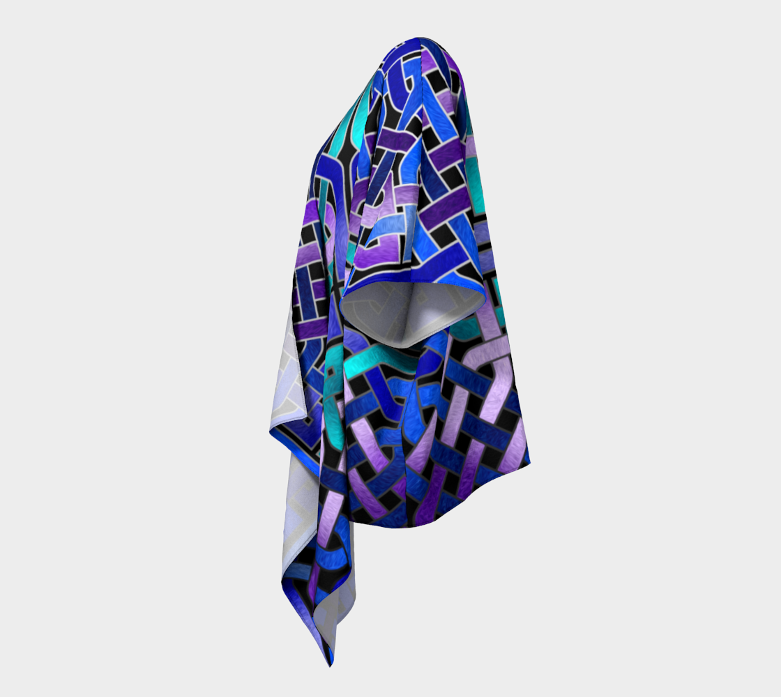 Blue Celtic Knot Square Draped Kimono