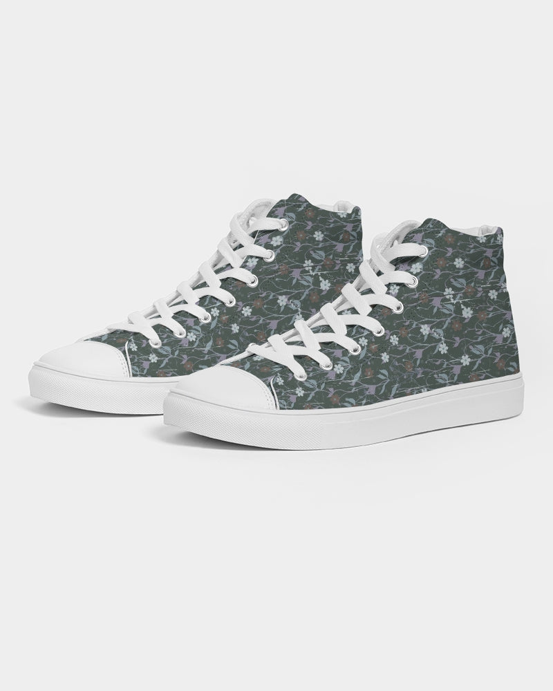 Violets On Gray Women's Hightop Canvas Shoe