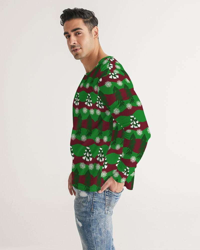 Snowy Evergreen Pattern Men's Long Sleeve Tee