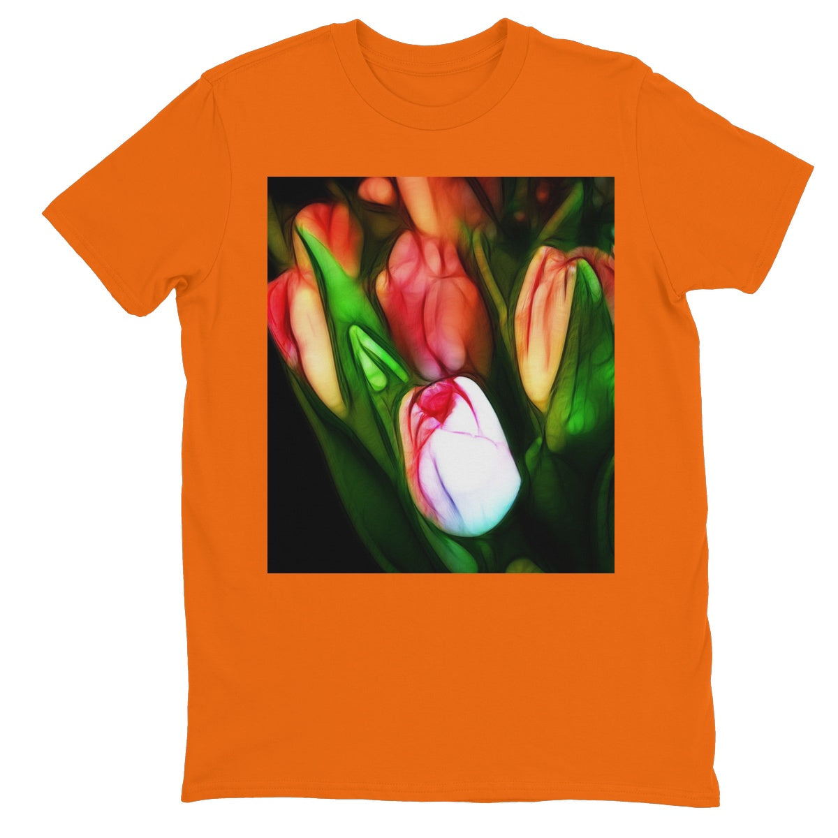 Pink Tulips Unisex Neon T-Shirt