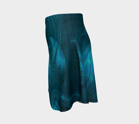 Blue Metallic Fractal Flare Skirt