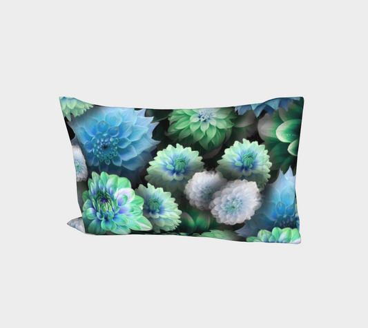 Blue Green Dahlias Bed Pillow Sleeve