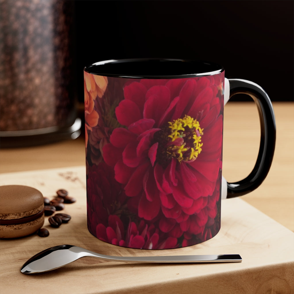 Peach and Pink Zinnias Accent Mug