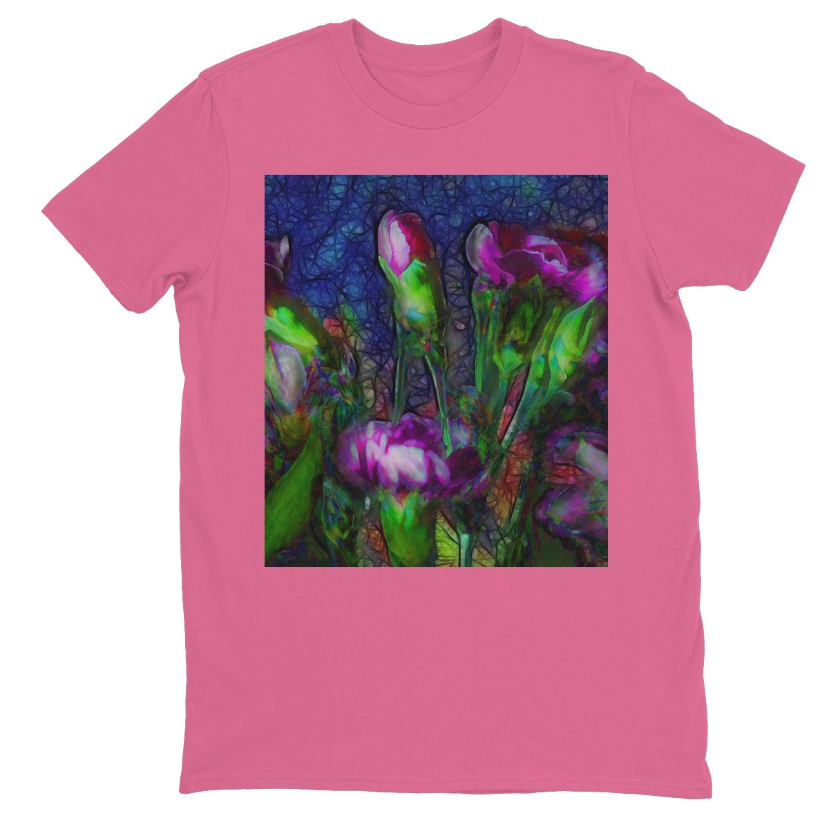 Abstract Pink Carnations Unisex Neon T-Shirt