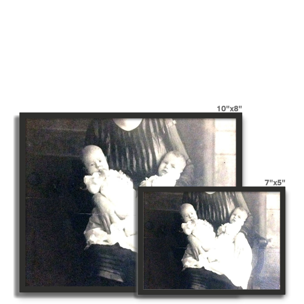 Early 1900s Mother and Twins Framed Photo Tile
