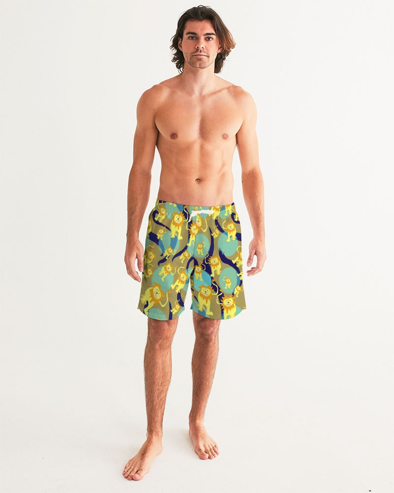 Lion Pattern Men's Swim Trunk