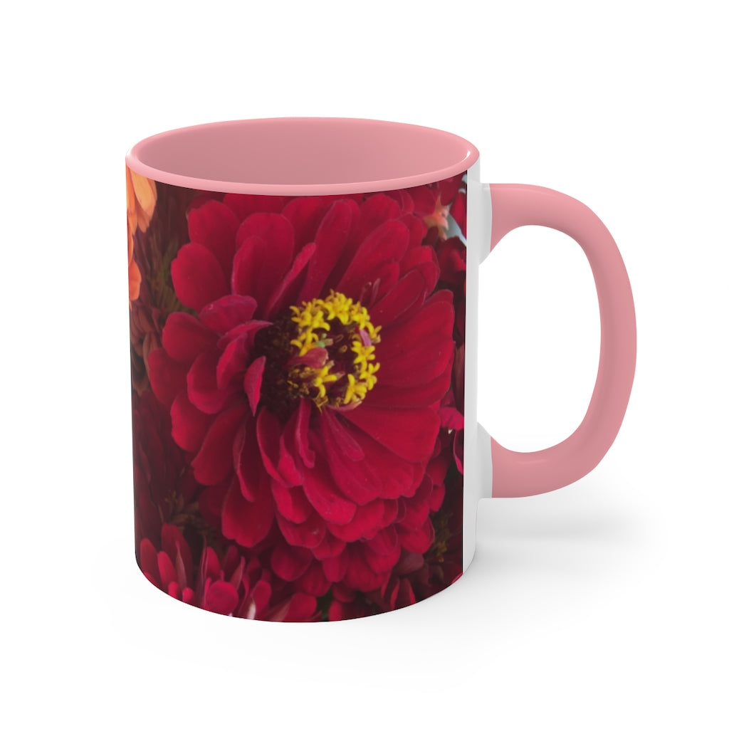 Peach and Pink Zinnias Accent Mug
