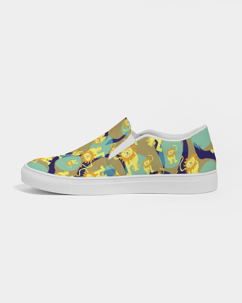 Lion Pattern Women's Slip-On Canvas Shoe
