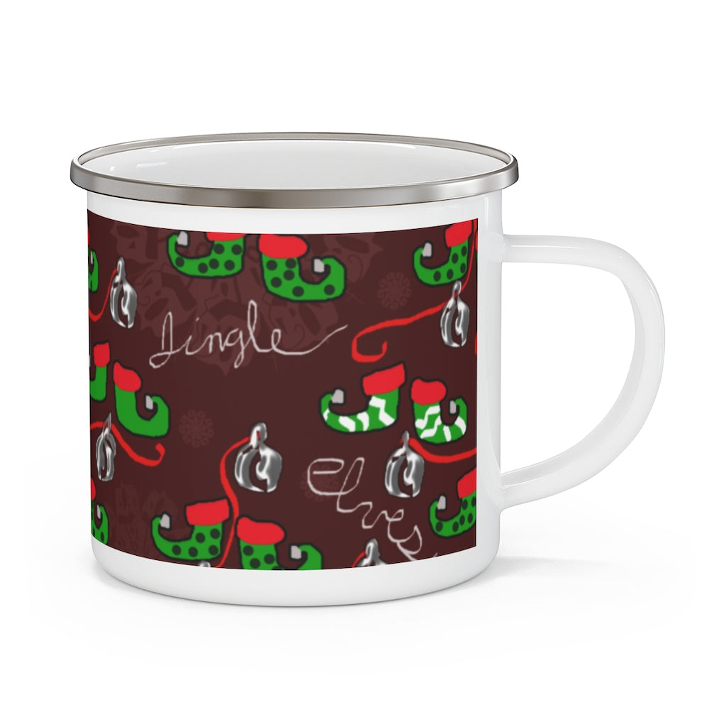 Elves Jingle Enamel Camping Mug