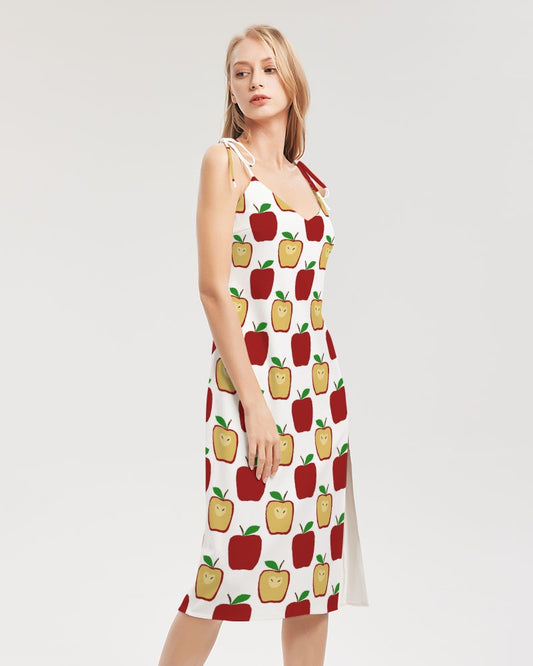 Apple Polkadots Women's Tie Strap Split Dress