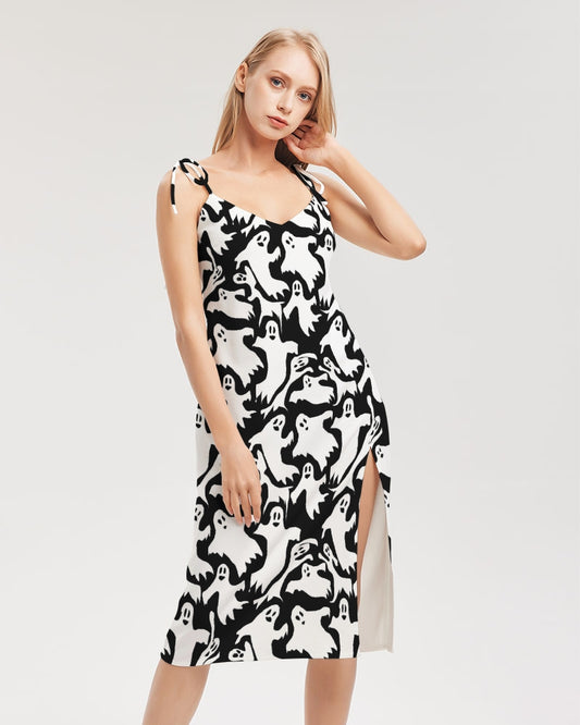 Ghosts Pattern Women's Tie Strap Split Dress