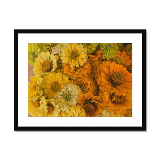 Yellow Zinnias Framed & Mounted Print