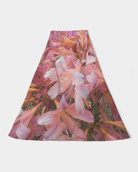 Pink Amaryllis Women's A-Line Midi Skirt