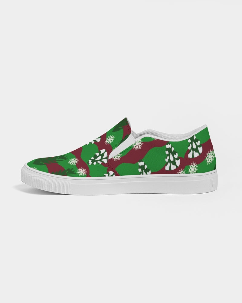 Snowy Evergreen Pattern Women's Slip-On Canvas Shoe