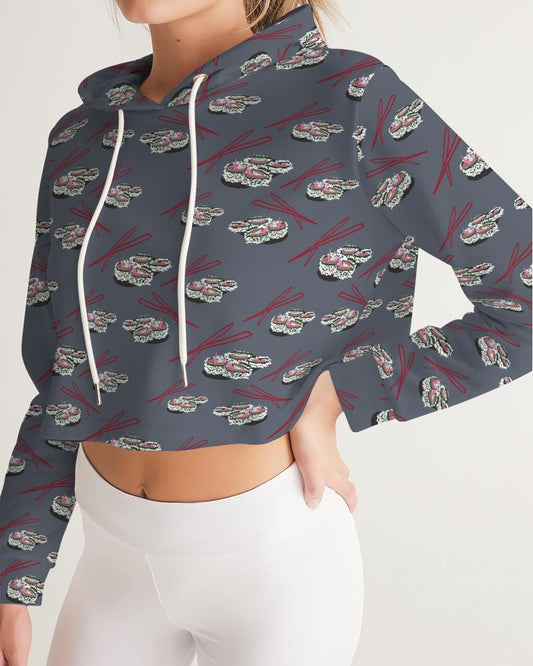 Sushi Pattern Women's Cropped Hoodie
