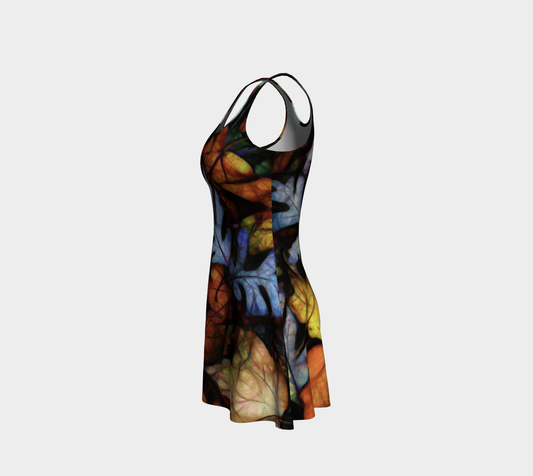 Mid October Leaves Flare Dress