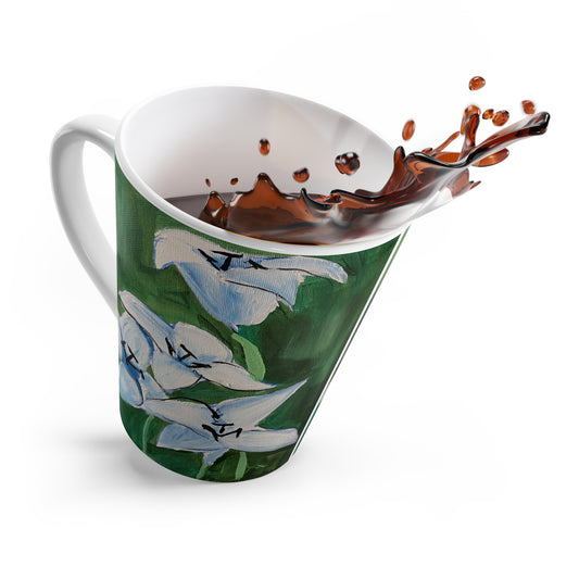 Lilies in Blue Latte Mug