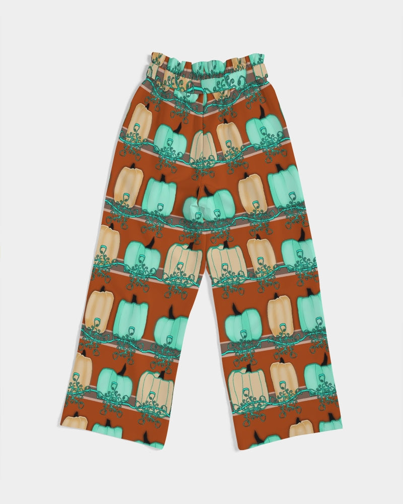 Blue Green Pumpkins Women's High-Rise Wide Leg Pants
