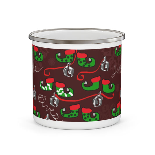 Elves Jingle Enamel Camping Mug