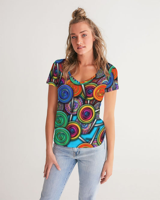 Colorful Lollipops Women's V-Neck Tee