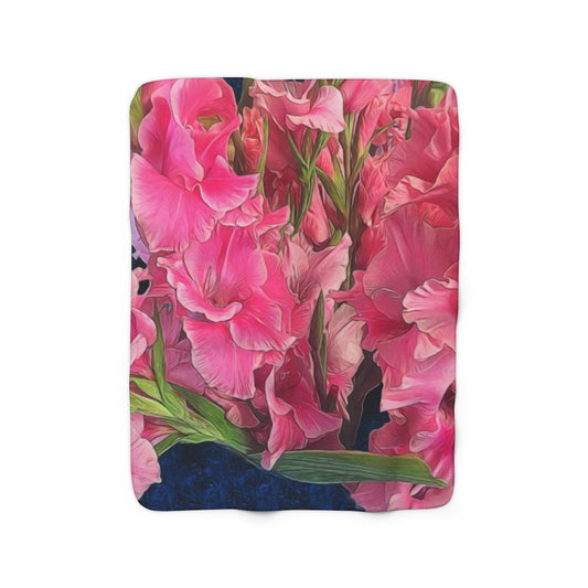 Pink Gladiolas Sherpa Fleece Blanket