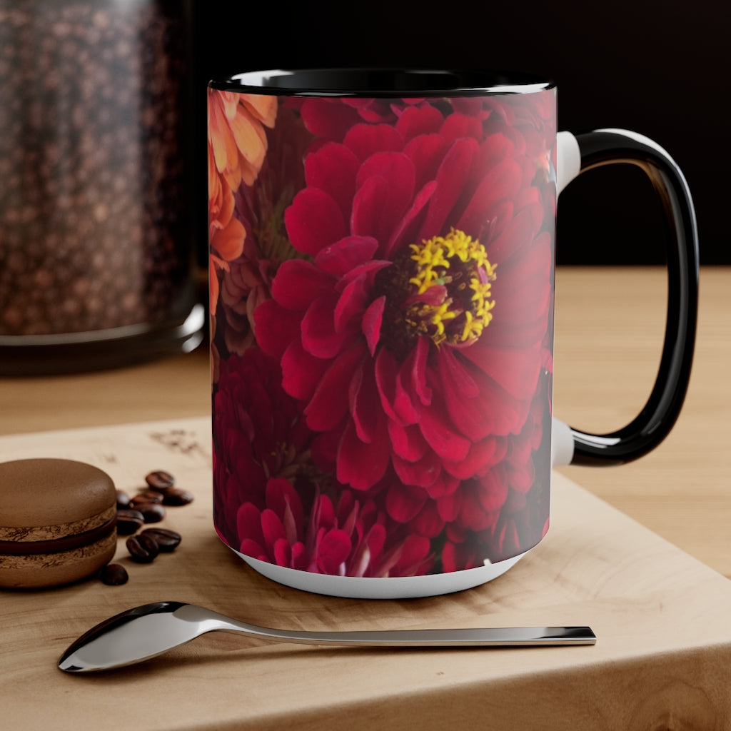 Peach and Pink Zinnias Accent Mug