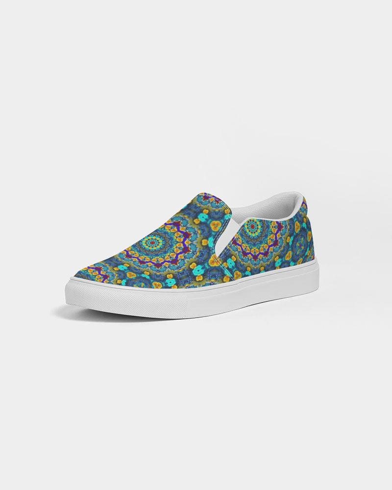 Blue Green Blur Kaleidoscope Women's Slip-On Canvas Shoe