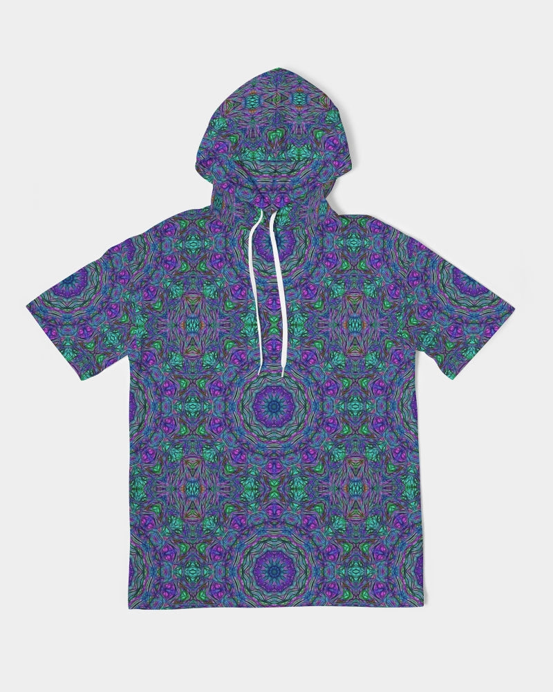 Blue Green Purple Kaleidoscope Men's Premium Heavyweight Short Sleeve Hoodie