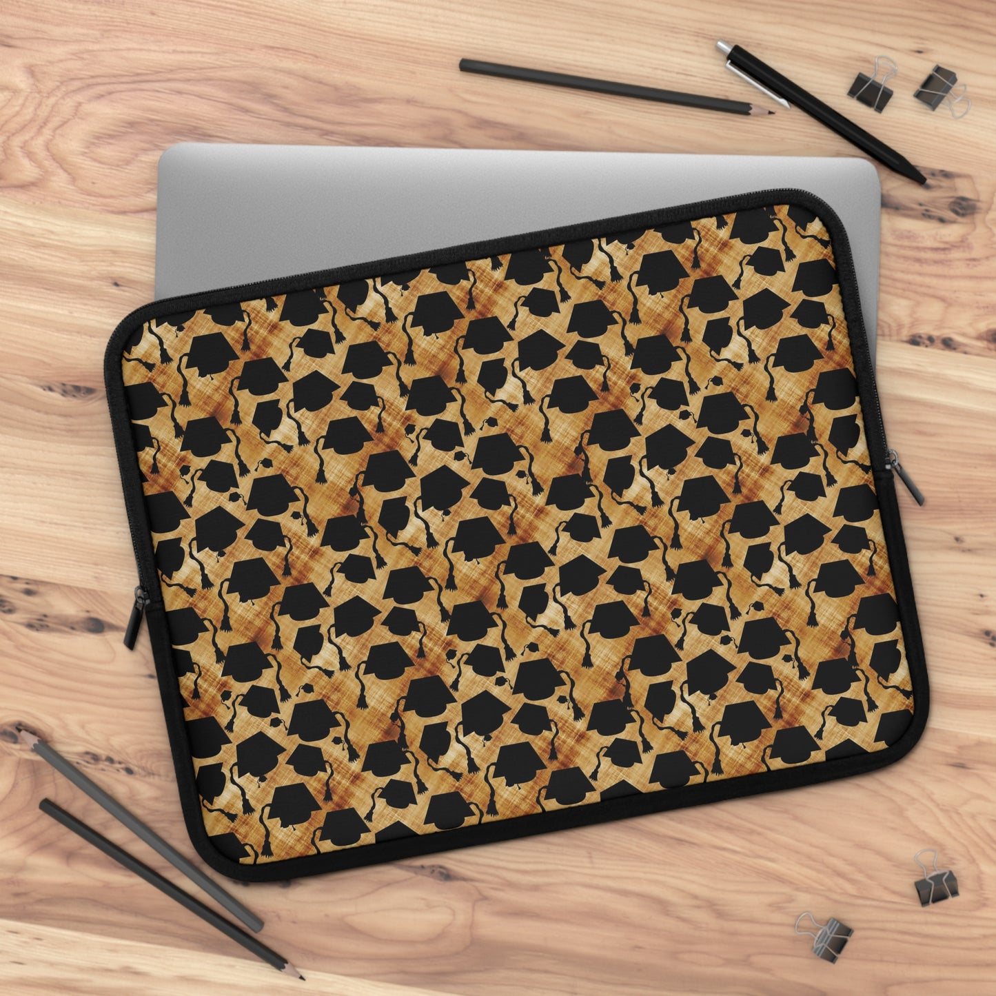 Graduation Hats Pattern Laptop Sleeve