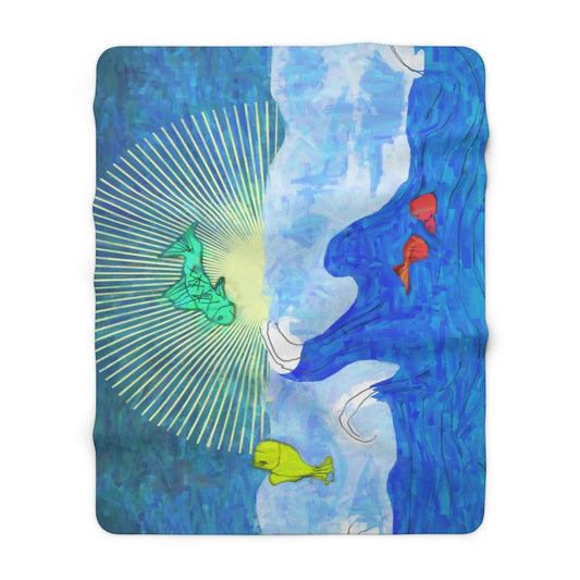 Jumping Fishies Sherpa Fleece Blanket