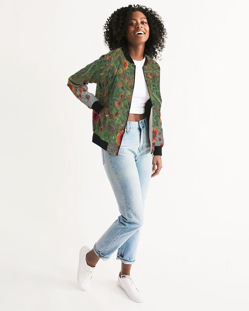 Orange Flower Garden Women's Bomber Jacket