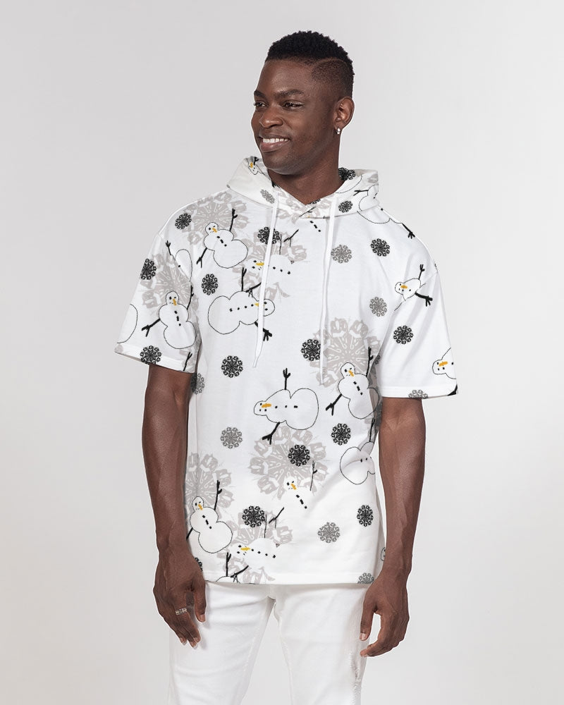 Snowman Pattern Men's Premium Heavyweight Short Sleeve Hoodie