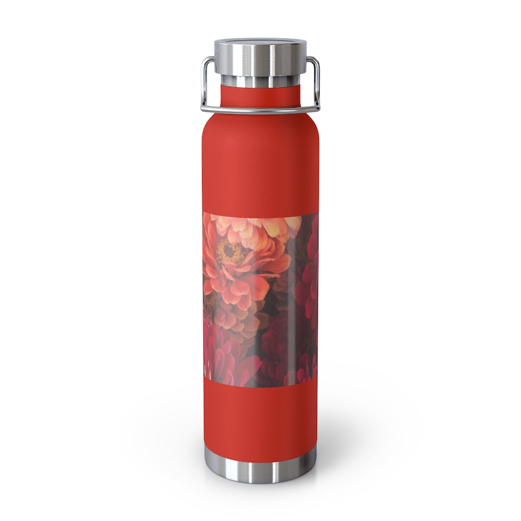 Peach and Pink Zinnias 22oz Vacuum Insulated Bottle