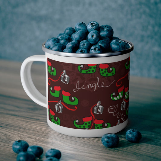Elves Jingle Enamel Camping Mug