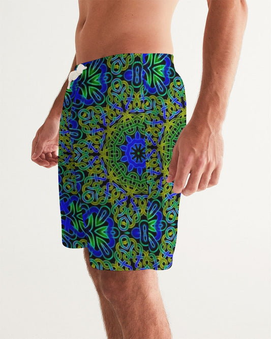 Blue Green Celtic Kaleidoscope Men's Swim Trunk