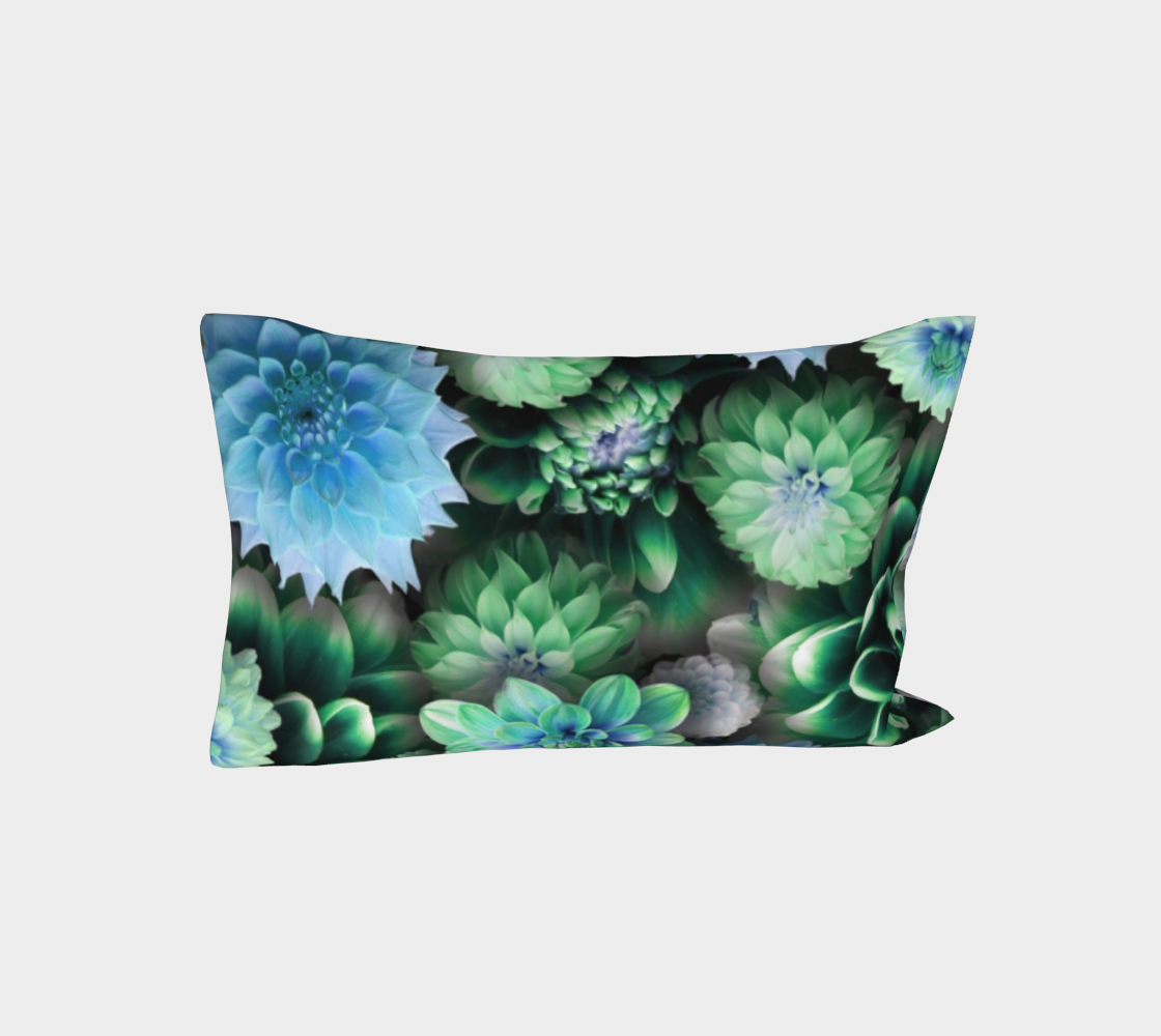 Blue Green Dahlias Bed Pillow Sleeve