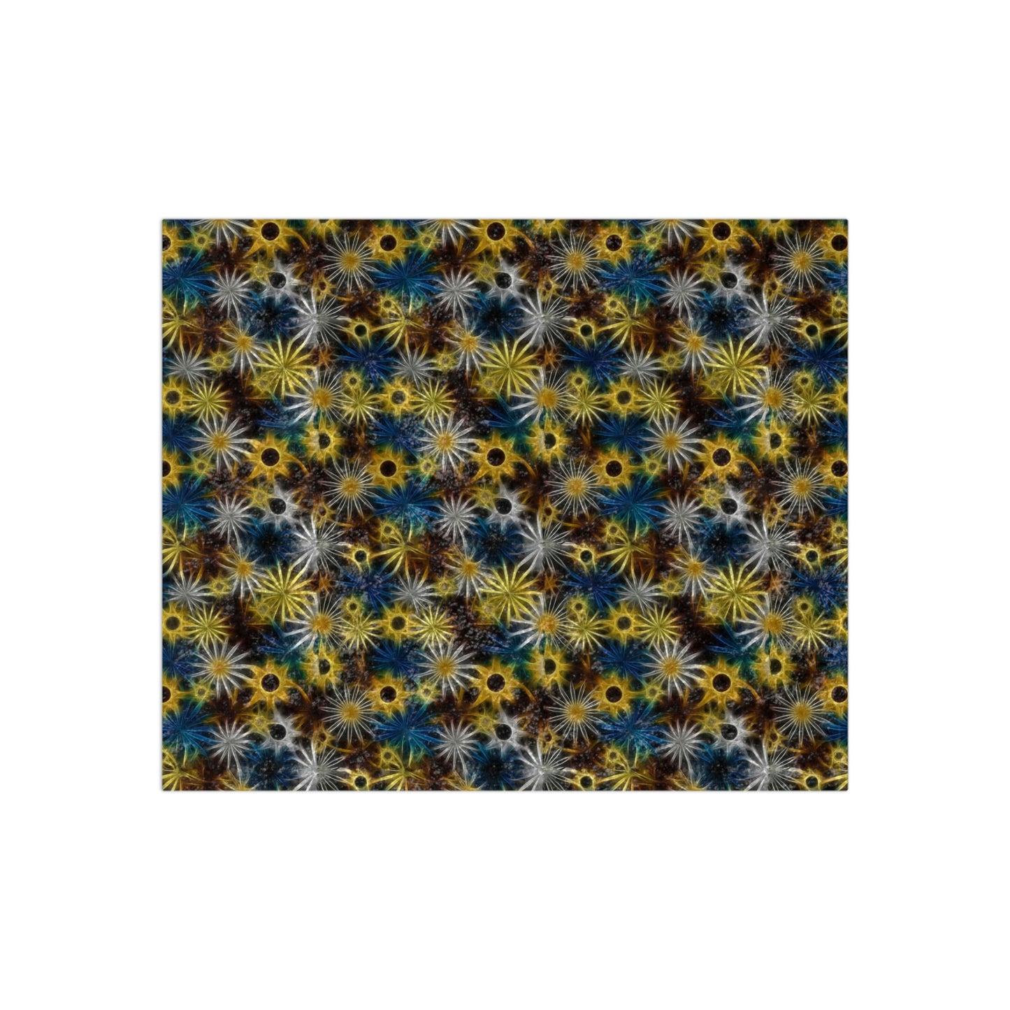 Blue and Yellow Glowing Daisies Crushed Velvet Blanket