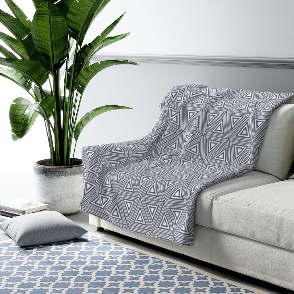 Gray Triangles Sherpa Fleece Blanket