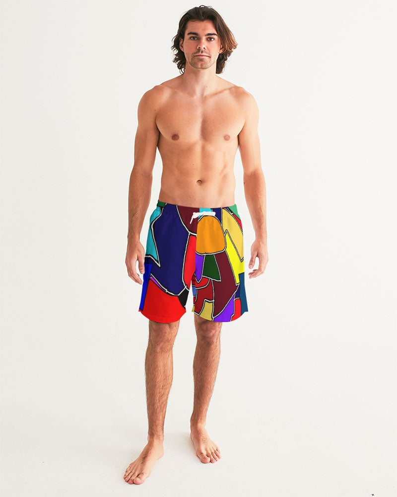 Crazy Color Abstract Men's Swim Trunk