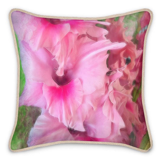 Light Pink Gladiolas Silk Cushion