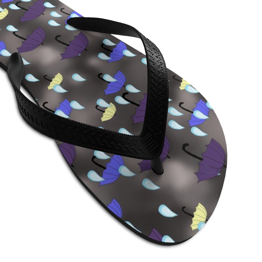 Rain and Umbrellas Pattern Unisex Flip-Flops