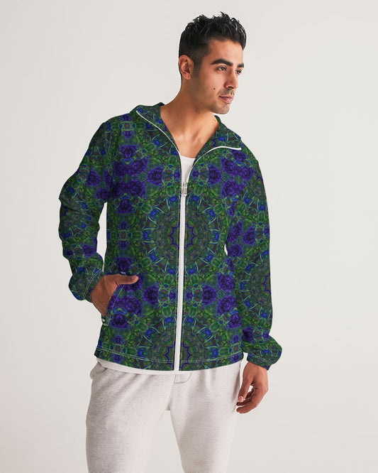 blue Green Ribbon Kaleidoscope Men's Windbreaker