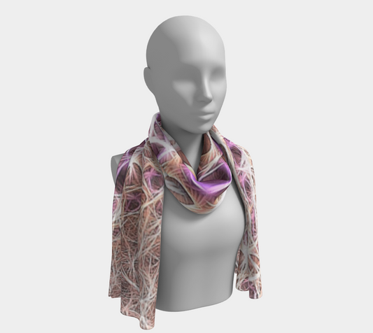 Purple Bubble Fractal Strings Long Scarf