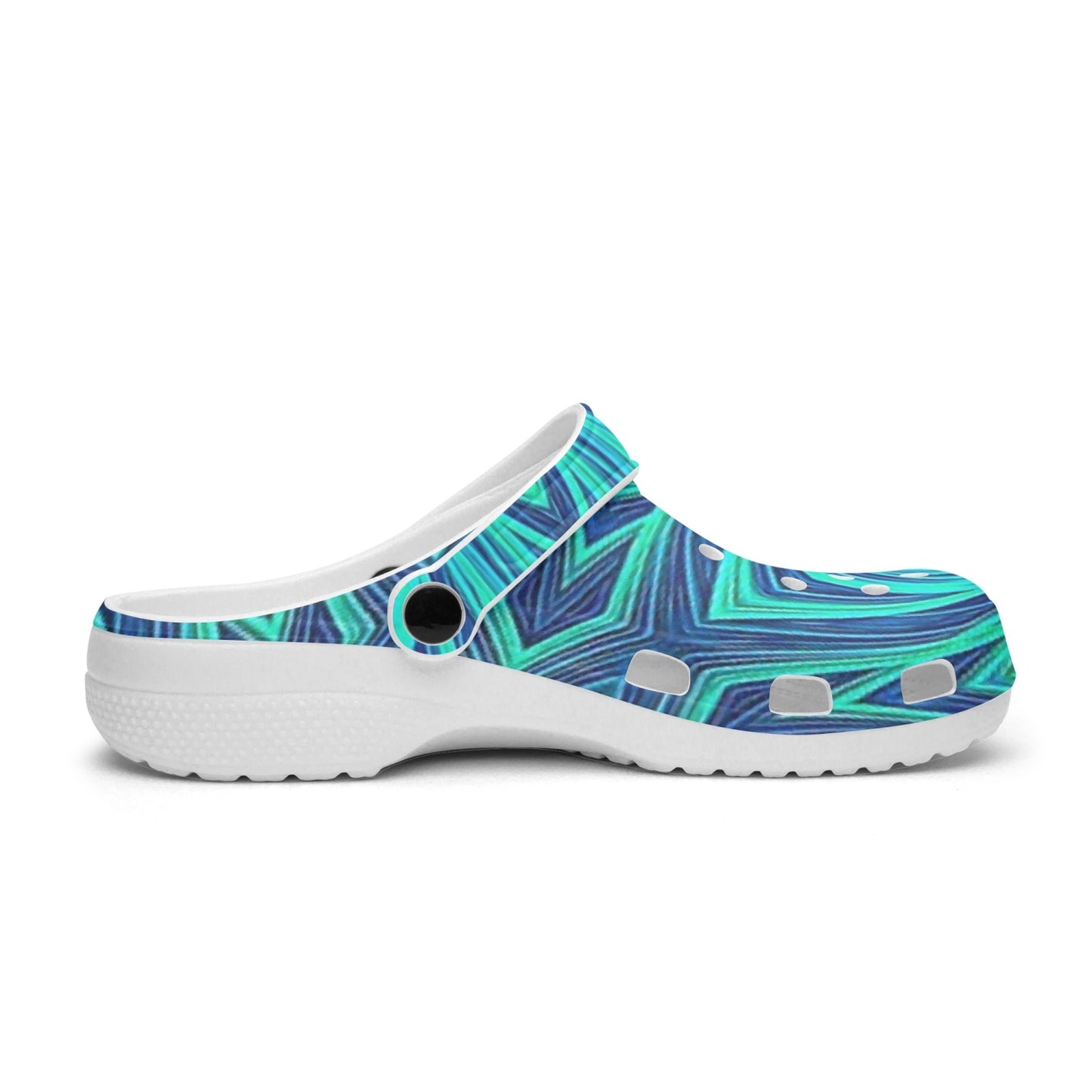 Blue Ice Fractal Kaleidoscope 413. All Over Printed Clogs