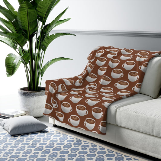 Coffee on Coffee Sherpa Fleece Blanket