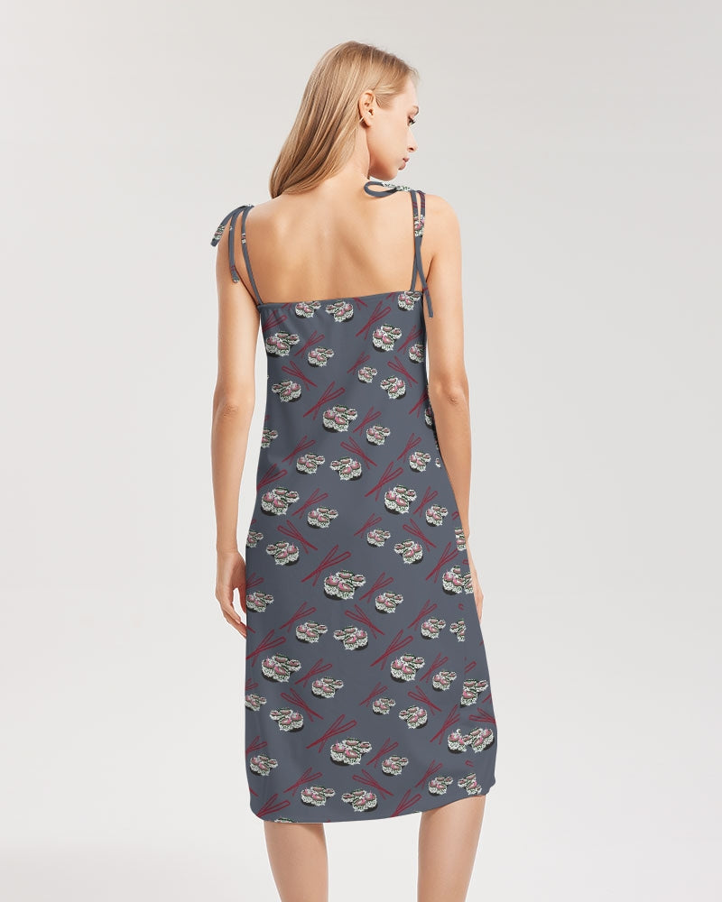 Sushi Pattern Women's Tie Strap Split Dress